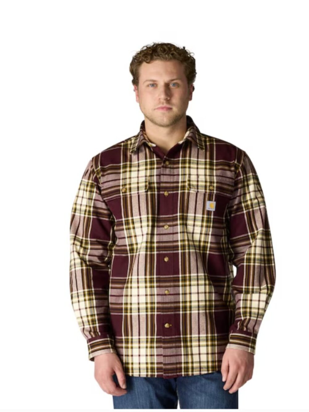 Carhartt Heavyweight Flannel Port Wine Plaid Shirt (2XL)